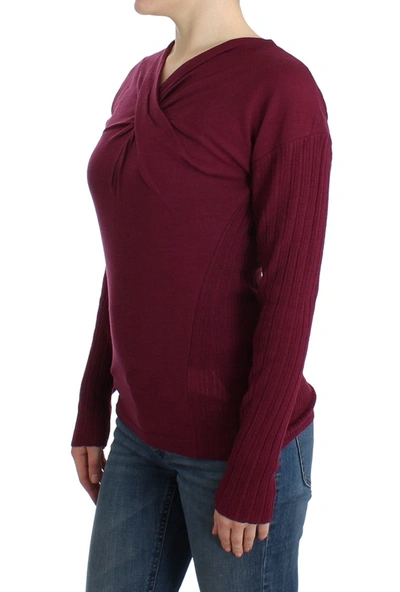 Shop Cavalli Elegant Purple Keyhole Wool Women's Sweater