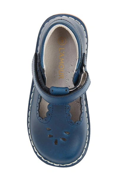 Shop L'amour Kids' Angie Scalloped T-strap Mary Jane In Navy
