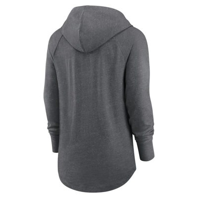 Shop Nike Heather Charcoal New England Patriots Raglan Funnel Neck Pullover Hoodie