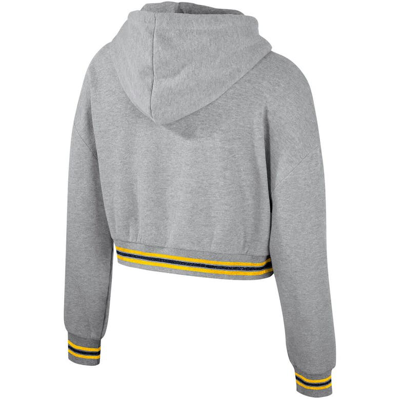 Shop The Wild Collective Heather Gray Michigan Wolverines Cropped Shimmer Pullover Hoodie