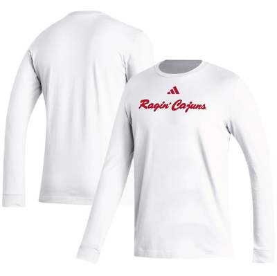 Shop Adidas Originals Adidas  White Louisiana Ragin' Cajuns Vault Script Creator Long Sleeve T-shirt