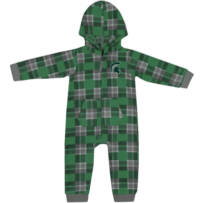 Shop Colosseum Infant   Green Michigan State Spartans Full-zip Plaid Hoodie Long Sleeve Jumper