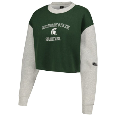 Shop Hype And Vice Green Michigan State Spartans Colorblock Rookie Crew Pullover Sweatshirt