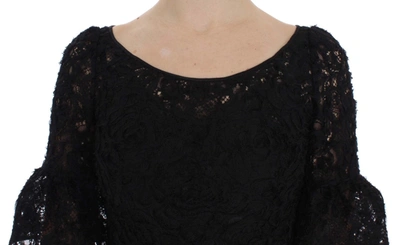 Shop Dolce & Gabbana Elegant Black Floral Lace Maxi Women's Dress