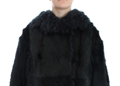 Shop Dolce & Gabbana Black Goat Fur Shearling Long Jacket Women's Coat