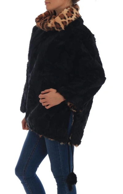 Shop Dolce & Gabbana Elegant Black Lamb Fur Short Women's Coat