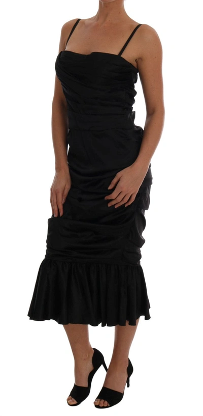 Shop Dolce & Gabbana Black Mermaid Ruched Gown Women's Dress