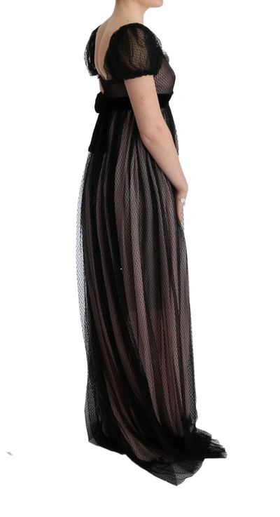 Shop Dolce & Gabbana Black Pink Silk Long Shift Women's Dress