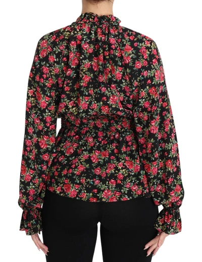 Shop Dolce & Gabbana Elegant Black Floral Silk Women's Shirt