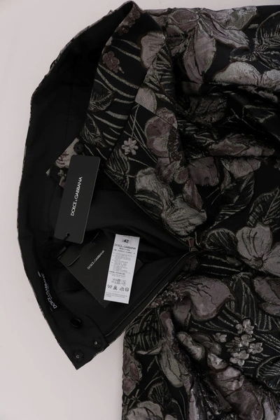 Shop Dolce & Gabbana Black Silver Brocade Floral Women's Skirt