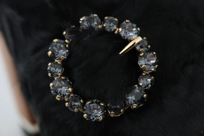 Shop Dolce & Gabbana Black Xiangao Fur Crystal Women's Mules