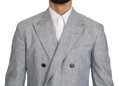 Shop Dolce & Gabbana Elegant Light Blue Double Breasted Men's Blazer