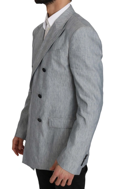 Shop Dolce & Gabbana Elegant Light Blue Double Breasted Men's Blazer