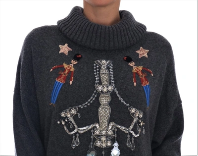 Shop Dolce & Gabbana Fairy Tale Crystal Gray Cashmere Women's Sweater