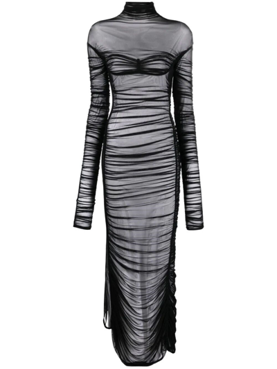 Shop Mugler Black Stretch-design Dress