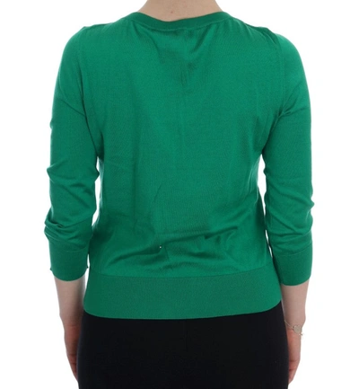 Shop Dolce & Gabbana Green Silk Crystal Banana Women's Sweater