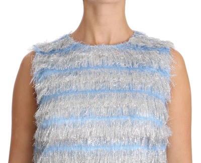 Shop Dolce & Gabbana Light Blue Silver Shift Gown Women's Dress