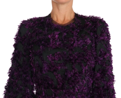 Shop Dolce & Gabbana Purple Fringe Midi Sheath Women's Dress