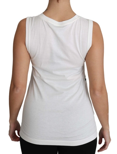 Shop Dolce & Gabbana Elegant White Sleeveless Cotton Silk Women's Shirt
