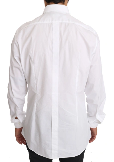 Shop Dolce & Gabbana White Cotton Gold Dress Men's Shirt