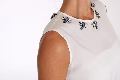 Shop Dolce & Gabbana White Silk Crystal Embellished Fly Women's T-shirt