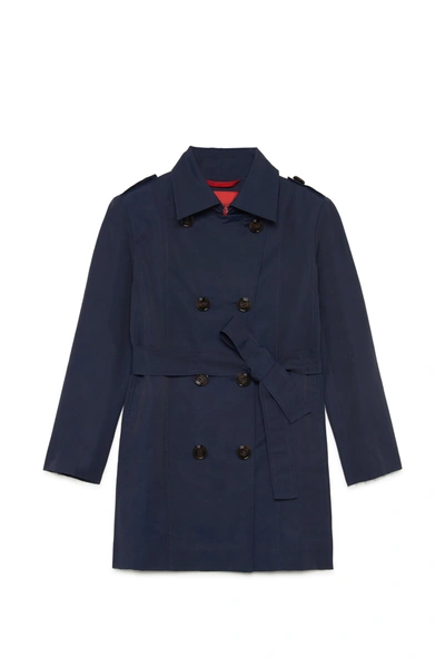 Max & Co Technical Cotton Trench Coat In Blue