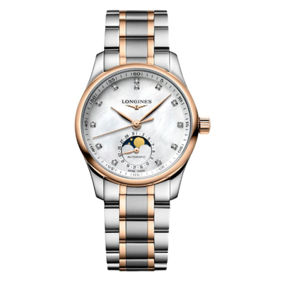 Shop Longines Automatic Watch L2.409.5.89.7 In Gold / Gold Tone / Mother Of Pearl / Rose / Rose Gold / Rose Gold Tone / White