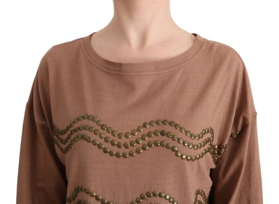Shop John Galliano Brown Cotton Studded Women's Sweater