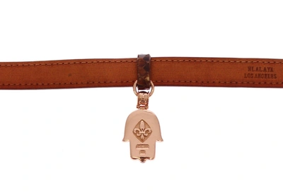 Shop Nialaya Chic Snakeskin Leather &amp; Gold Cuff Men's Bracelet In Brown