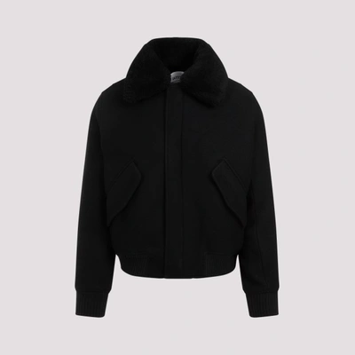 Shop Ami Alexandre Mattiussi Ami Shearling Collar Jacket In Black
