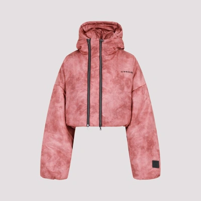 Shop Y/project Double Collar Cropped Puffer Jacket In Pink Cloud