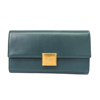 Shop Saint Laurent Velcious Green Leather Wallet  ()