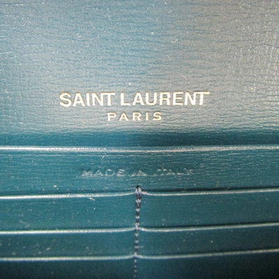 Shop Saint Laurent Velcious Green Leather Wallet  ()