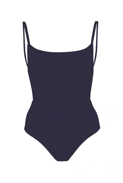 Shop Anemos Square Neck Open Back One-piece In Navy