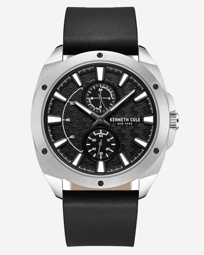Shop Kenneth Cole New York Gunmetal Dress Sport Black Leather Watch