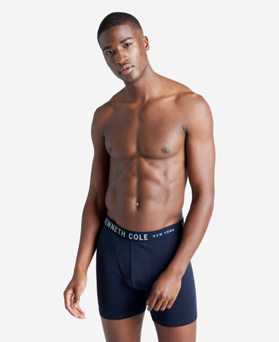 Shop Kenneth Cole Stretch Boxer Briefs 3-pack In Navy,navy,black