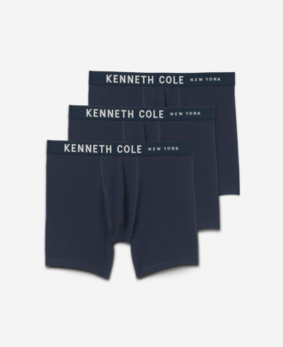 Shop Kenneth Cole Stretch Boxer Briefs 3-pack In Navy,navy,black