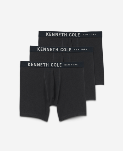 Shop Kenneth Cole Stretch Boxer Briefs 3-pack In Black