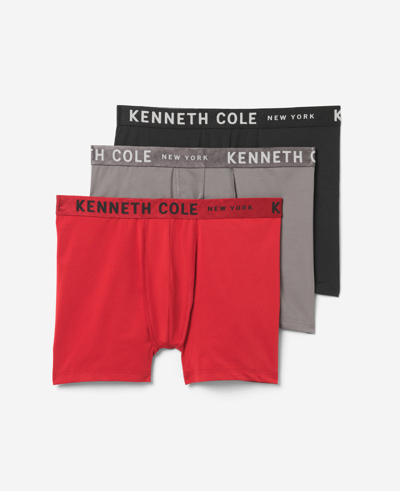 Shop Kenneth Cole Micro Stretch Boxer Briefs 3-pack In Black,red,granite