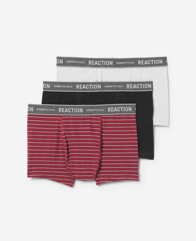 Kenneth Cole Stretch Boxer Briefs 3-pack In Blk,cabernet,heather Charcoal