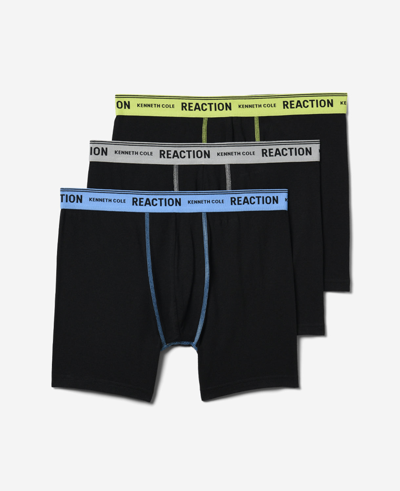 Shop Kenneth Cole Organic Cotton Stretch Boxer Briefs 3-pack In Black,popwb