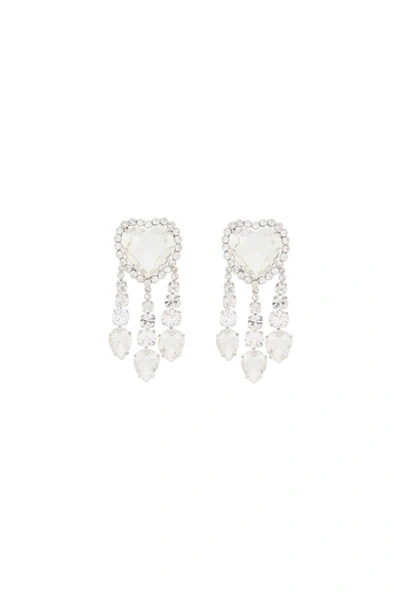 Shop Alessandra Rich Heart Earrings With Pendants In Silver