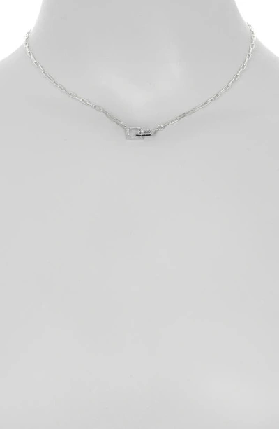Shop Meshmerise Pavé Diamond Double Square Pendant Necklace In White