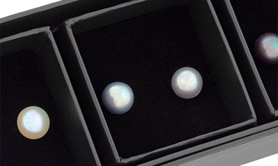 Splendid Pearls Set Of 3 Freshwater Pearl Stud Earrings In White Multi