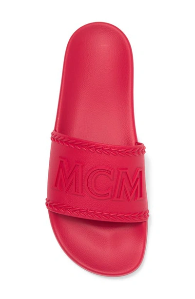 Shop Mcm Logo Rubber Slide Sandal In Lychee