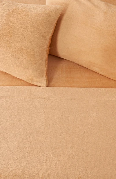 Woven & Weft Solid Plush Velour Sheet Set In Coral