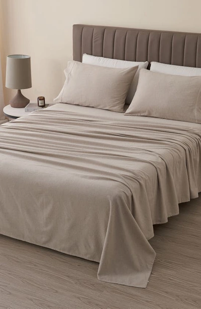 Shop Woven & Weft Heathered Turkish Cotton Flannel Sheet Set In Heathered Light Grey