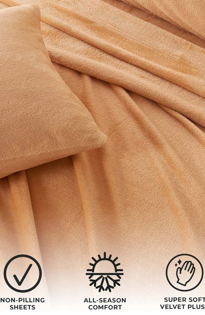 Woven & Weft Solid Plush Velour Sheet Set In Coral