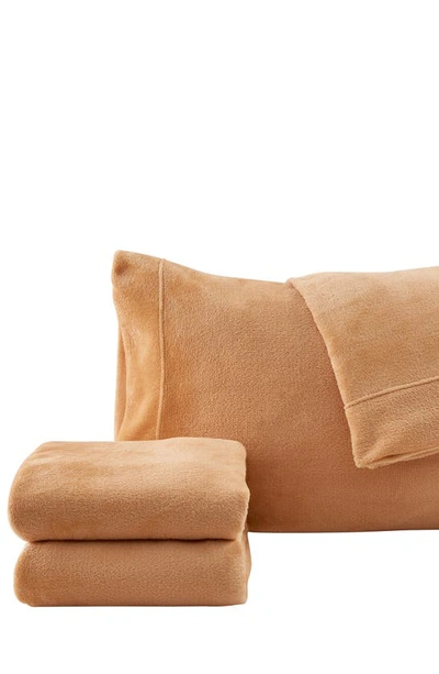 Woven & Weft Solid Plush Velour Sheet Set In Coral