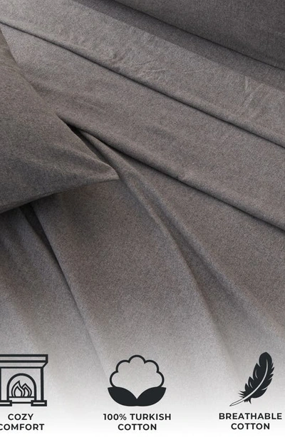 Shop Woven & Weft Heathered Turkish Cotton Flannel Sheet Set In Heathered Dark Grey